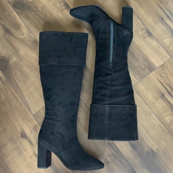 Cole Haan || "Tess" Cuff Heeled Suede Boots - Picture 5 of 7